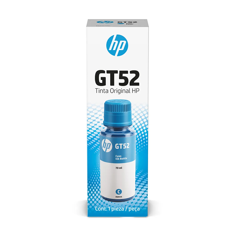 Botella De Tinta Original Cian Hp Gt52 (m0h54al),70ml. Compatibilidad Con Impres