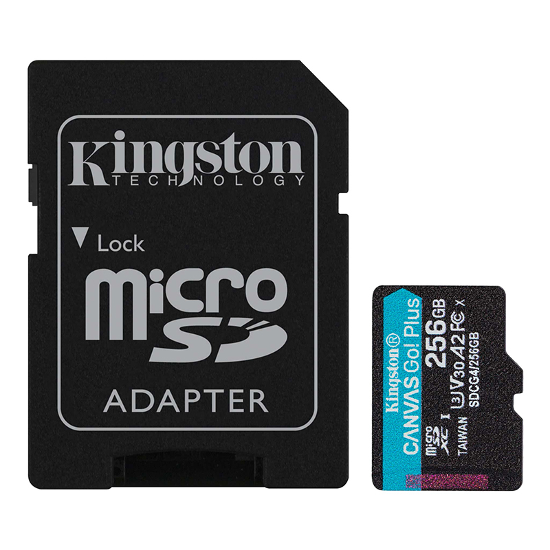 Memoria Flash Microsd Kingston Canvas Go! Plus, 256gb, Con Adaptador Sd Dimension