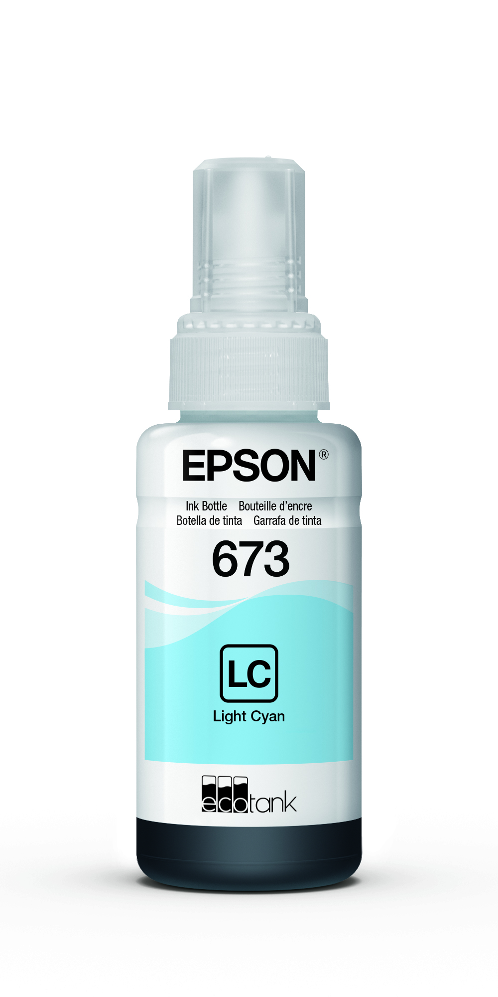 Botella De Tinta Epson 673 (t673520), Color Cian Claro, Contenido 70 Ml, Para Impreso